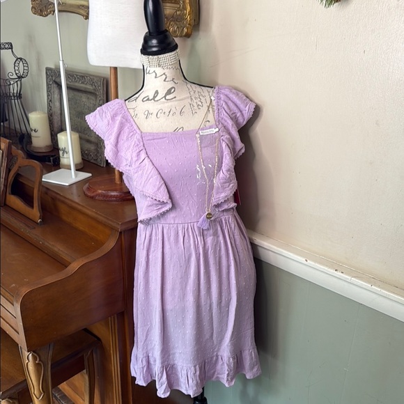 Purple Ruffled Tiered Ruffle Swiss Dot  Dress NWT 58.00 - Picture 1 of 7